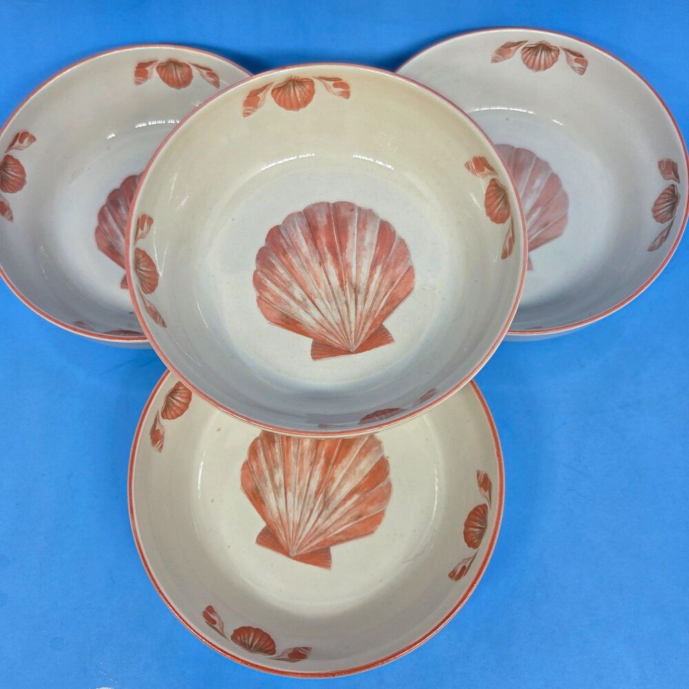 Sangostone Coquille Clam Seashell Soup Cereal Bowls Bowl 6.5 Inch Set Of 4
